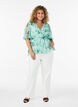 Bloemen chiffon blouse met korte mouwen, Groen, Model image number 1
