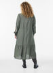 Viscose jurk met borduurwerk en stroken met ruches, Groen, Model image number 1