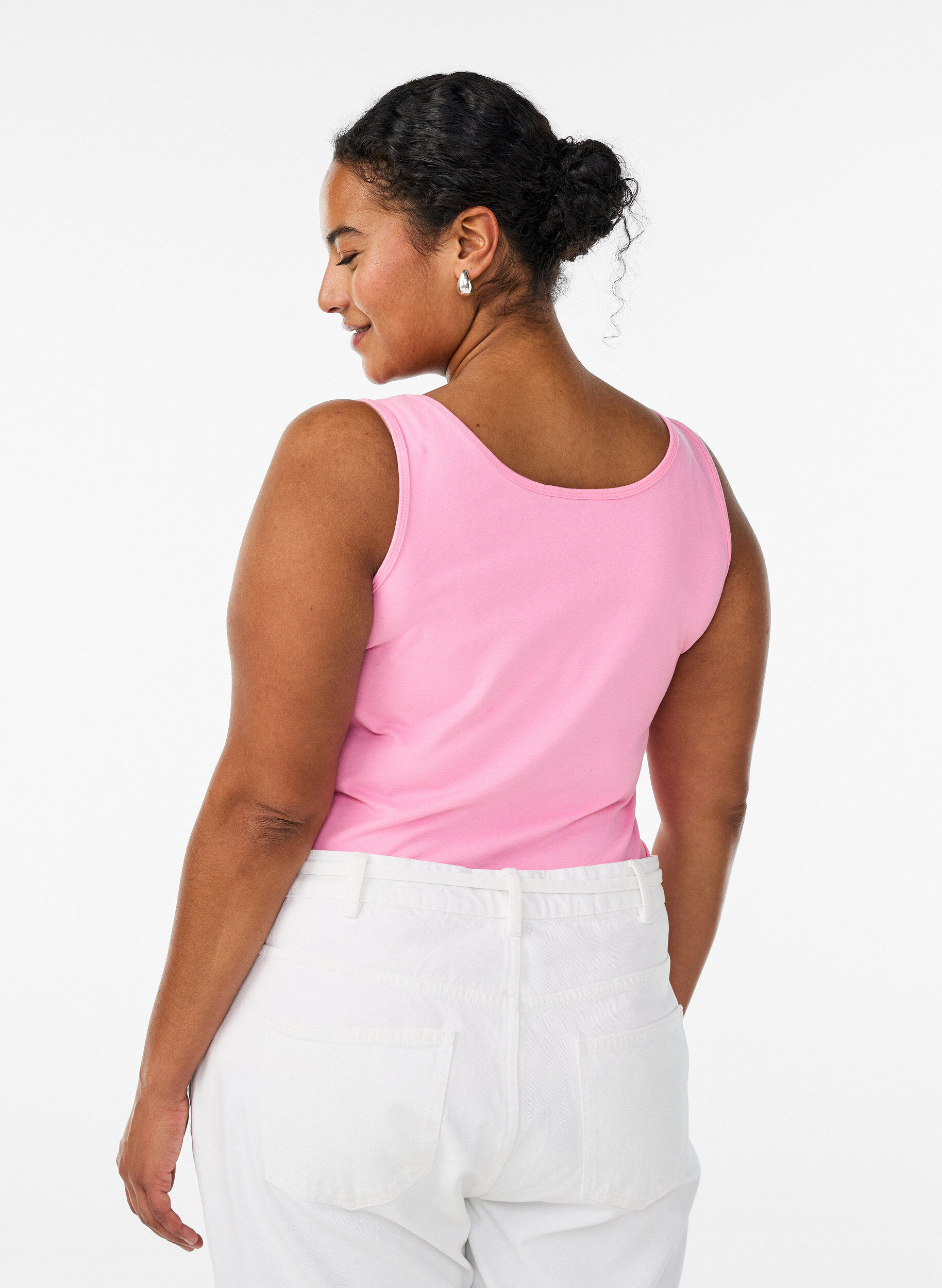 ZizziEffen basic top in katoen, Roze, Model image number 2