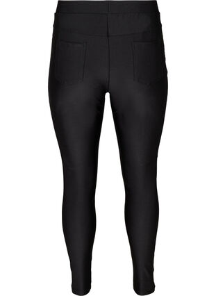 Glanzende legging met achterzakken en hoge taille, Black, Packshot image number 1