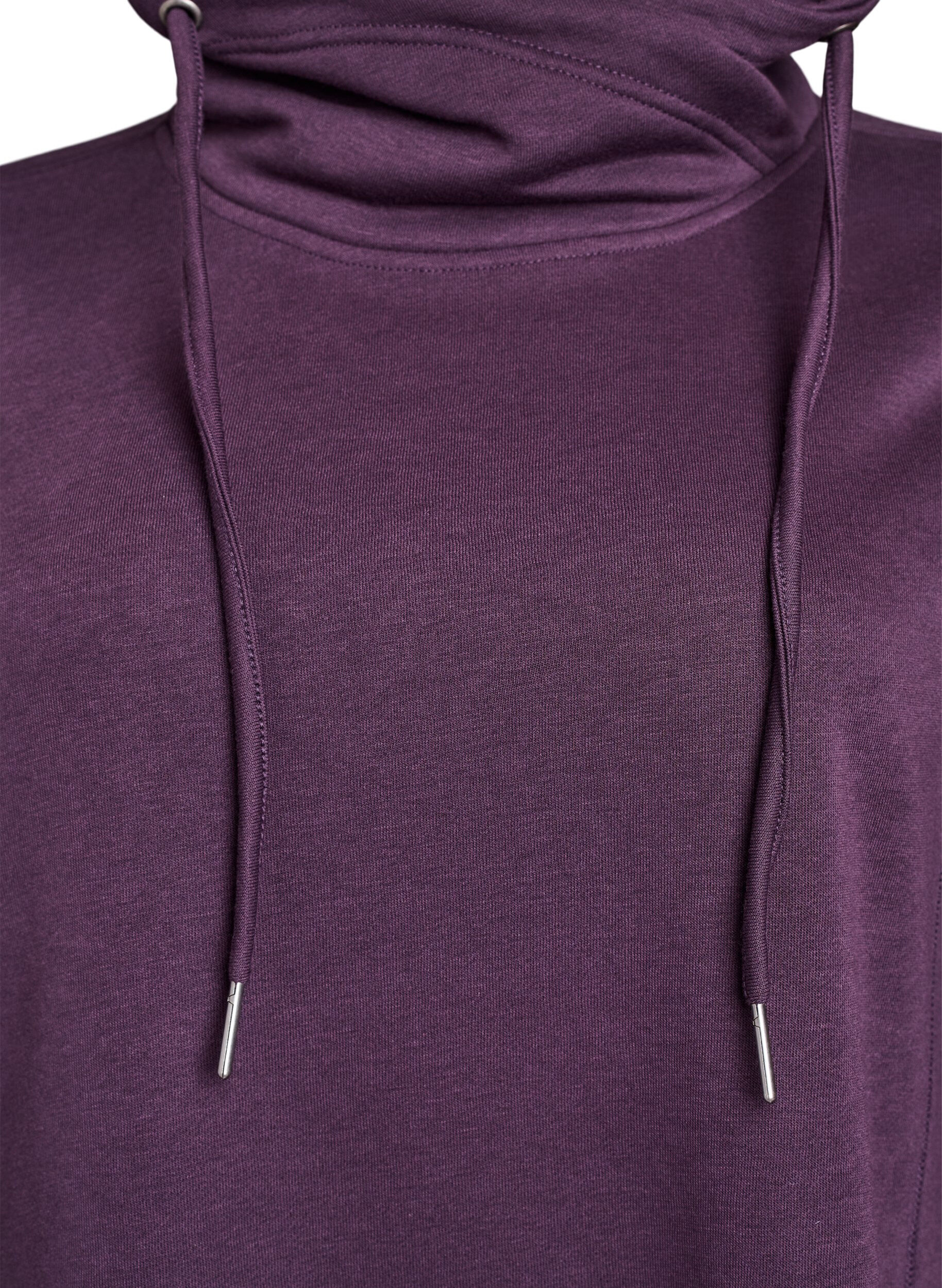 ZizziKort sweatshirt jurk met hoge kraag en zakken, Paars, Packshot image number 2