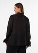 Viscose blouse met ruches en lange mouwen, Zwart, Model image number 2