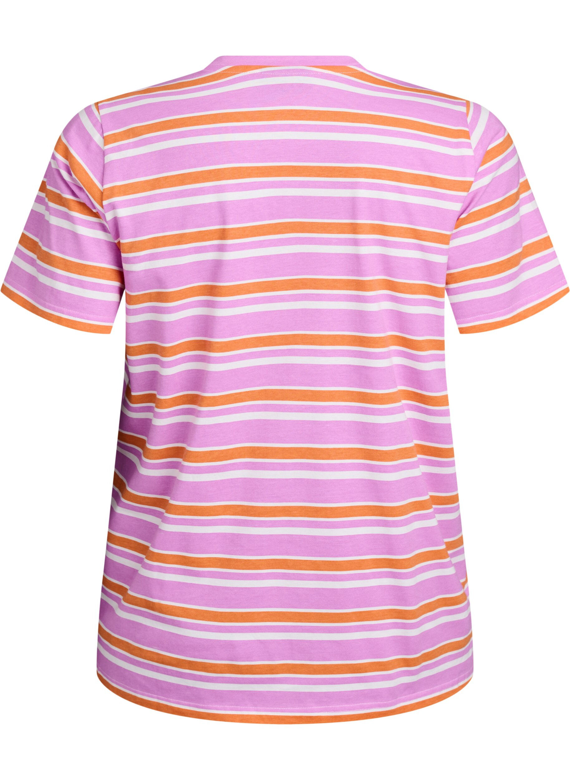 Zizzi Katoenen T-shirt met strepen, Roze, Packshot image number 1