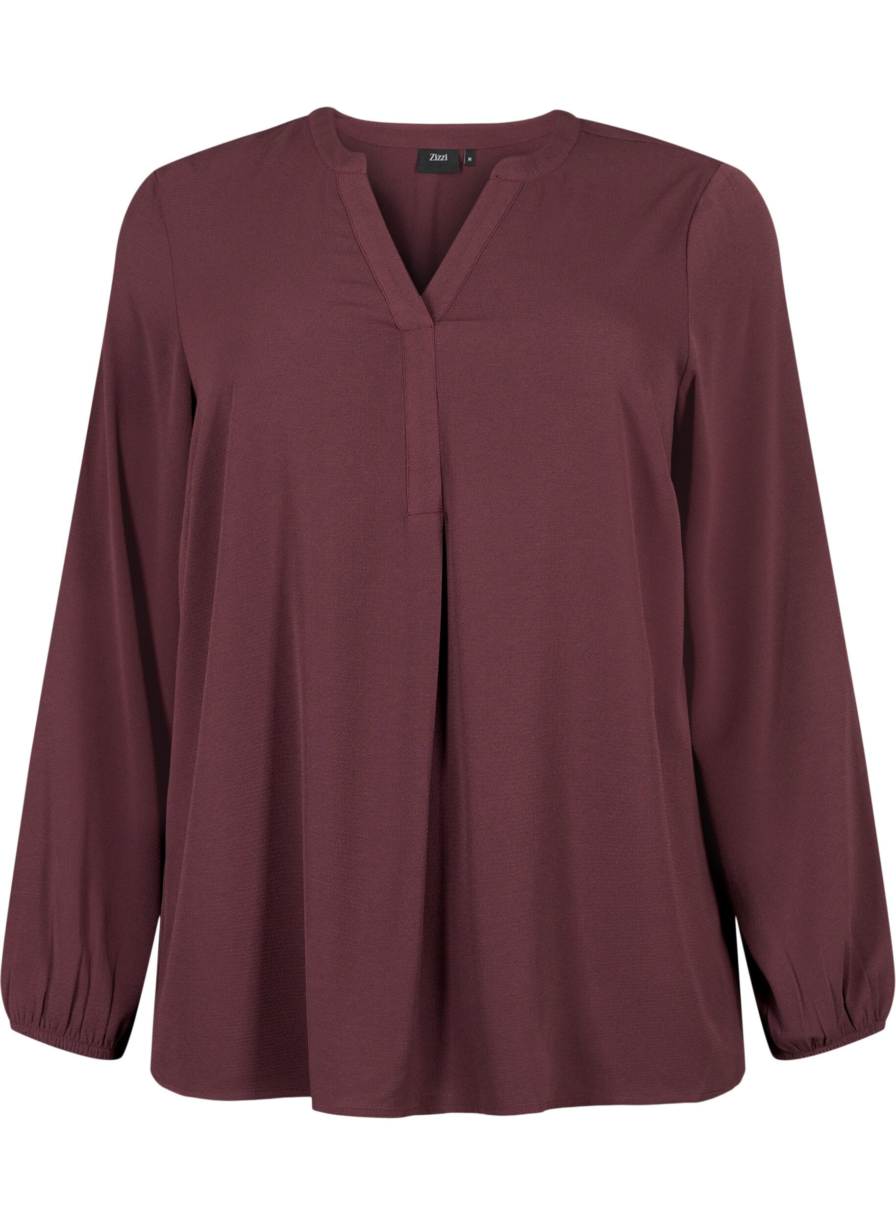 Zizzi Effen blouse met v-hals, Fudge, Packshot image number 0