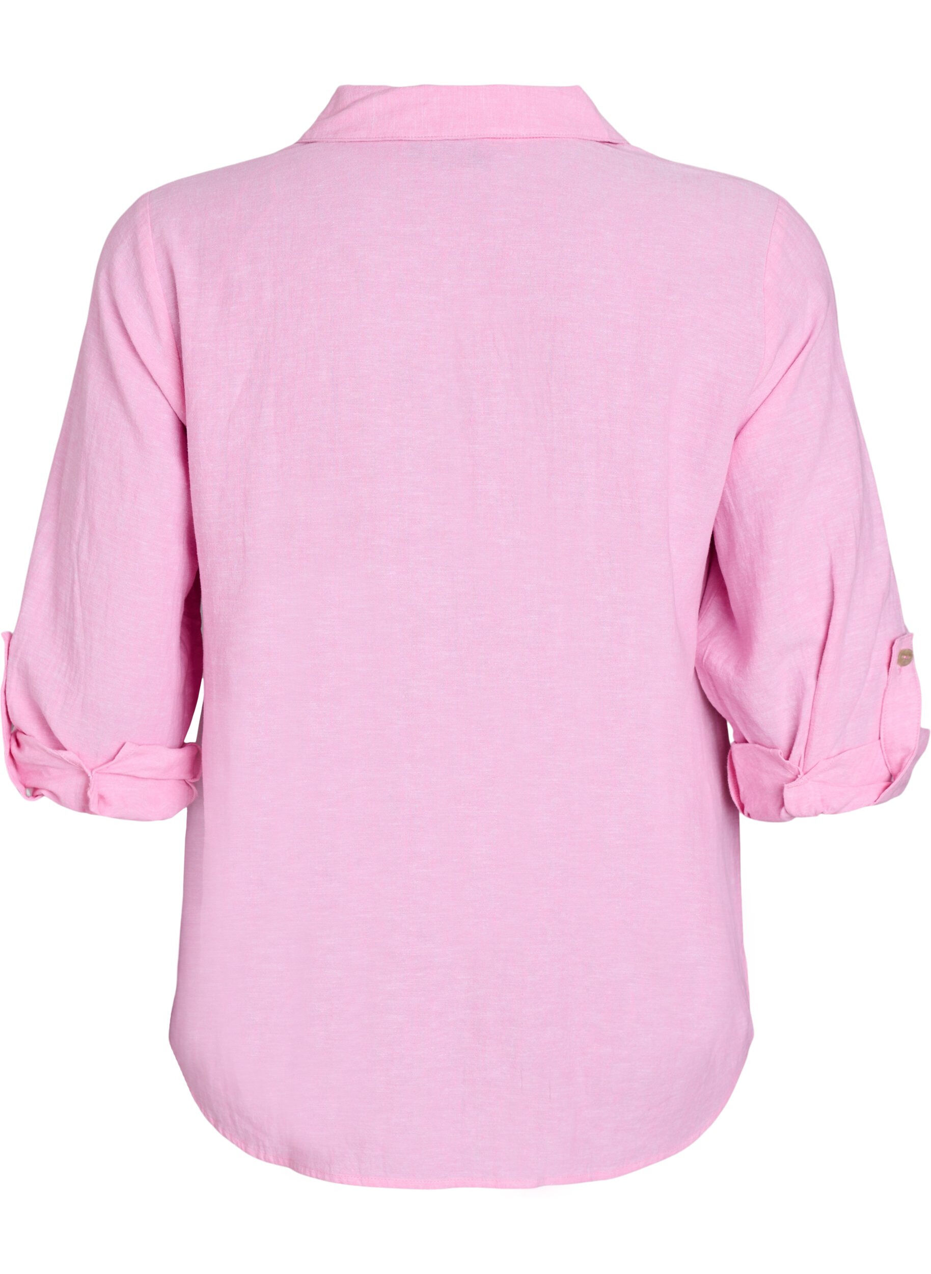 Zizzi Linnen en viscose shirt met 3/4 mouwen, Roze, Packshot image number 1