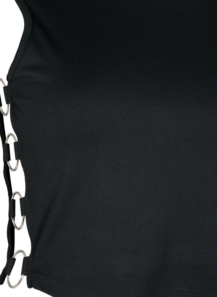 Korte top met open zijkanten, Black, Packshot image number 3