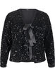 Pailletten blouse met strikdetails, Black, Packshot image number 0