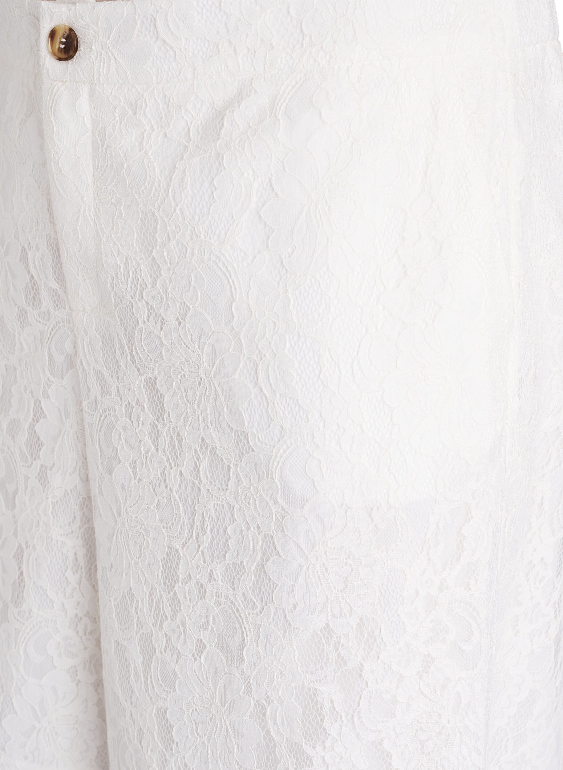 Zizzi Bermuda shorts van kant met hoge taille, Vanille, Packshot image number 2