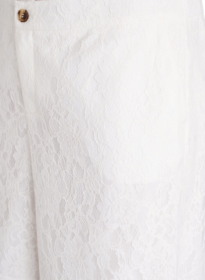 Bermuda shorts van kant met hoge taille, Vanille, Packshot image number 2