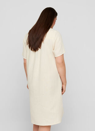 Katoenen jurk met korte mouwen en borduursel, Beige As Sample, Model image number 1