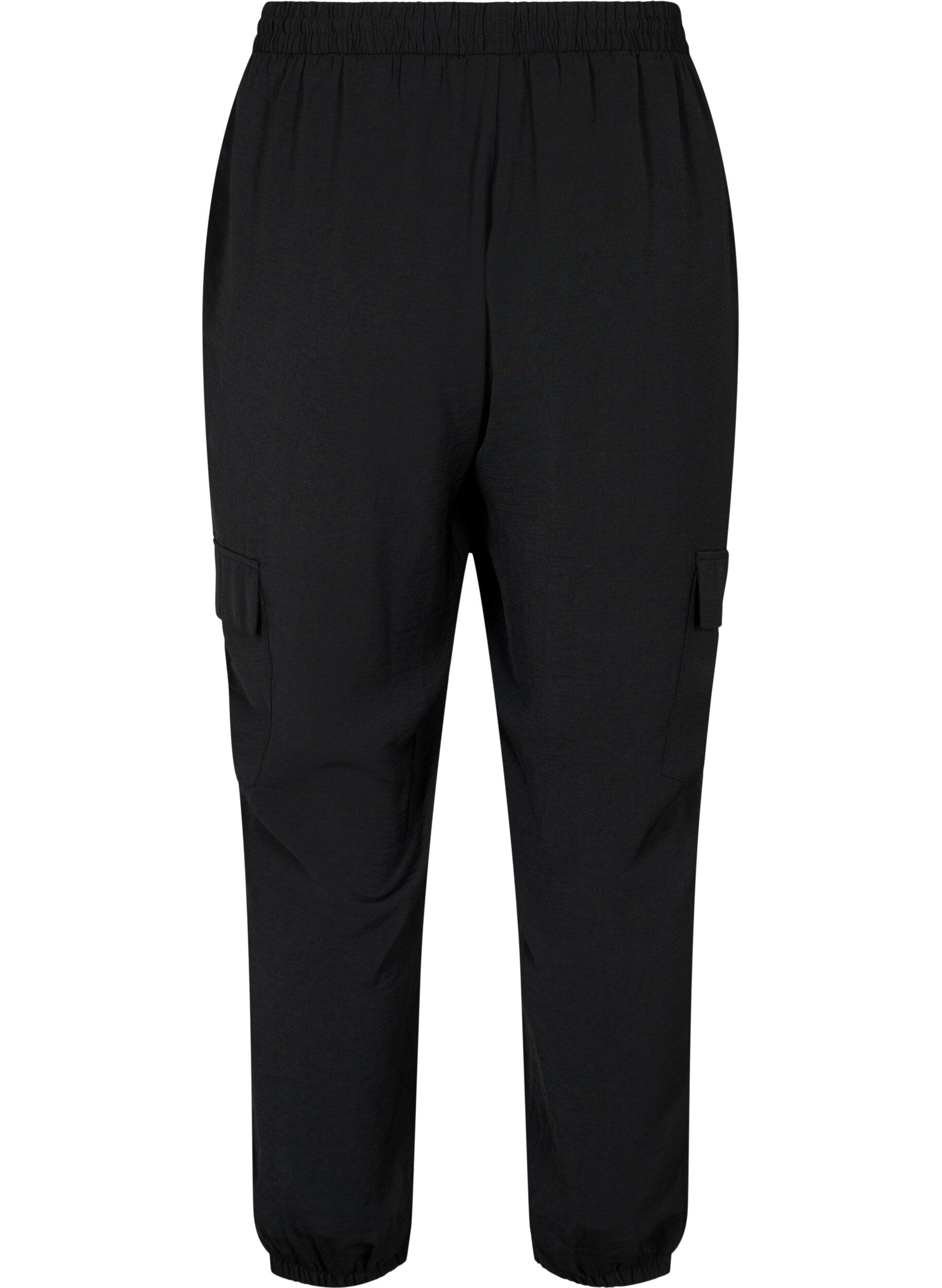 Zizzi Effen broek met grote zakken, Black, Packshot image number 1