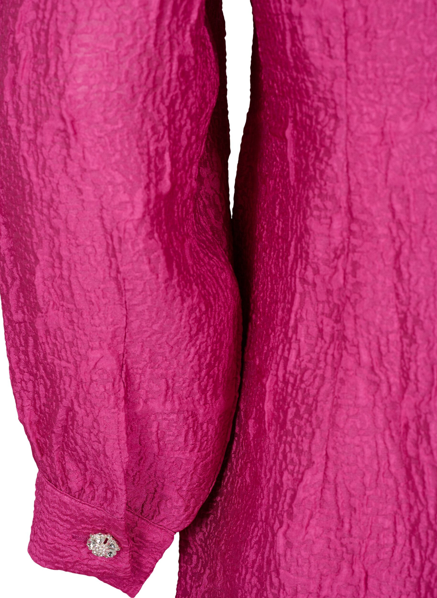 Zizzi Shirtjurk met textuur en parelmoeren knopen, Cactus Flower, Packshot image number 3