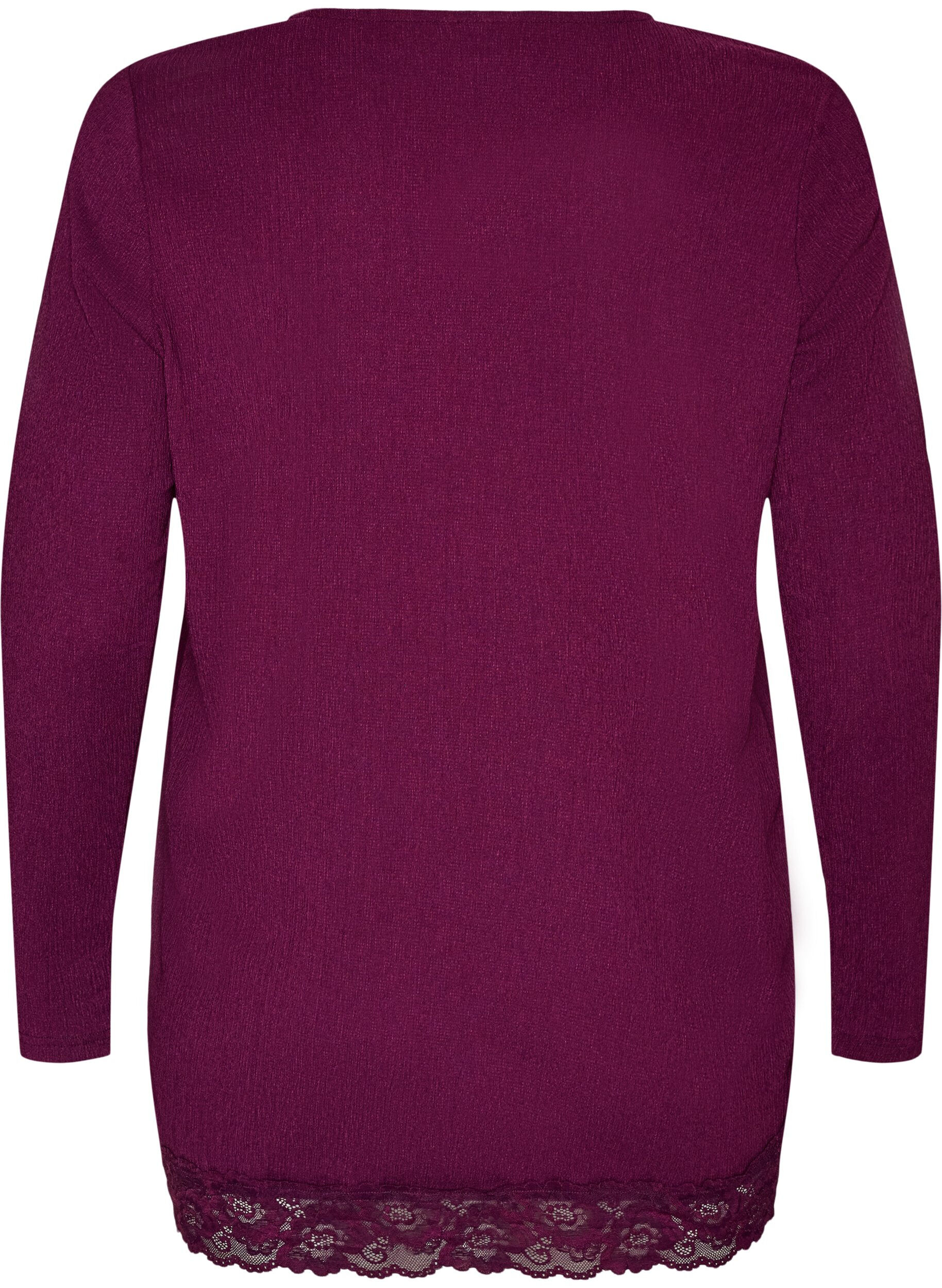 ZizziJersey blouse met asymmetrische kanten rand, Paars, Packshot image number 1