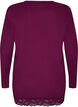 Jersey blouse met asymmetrische kanten rand, Paars, Packshot image number 1