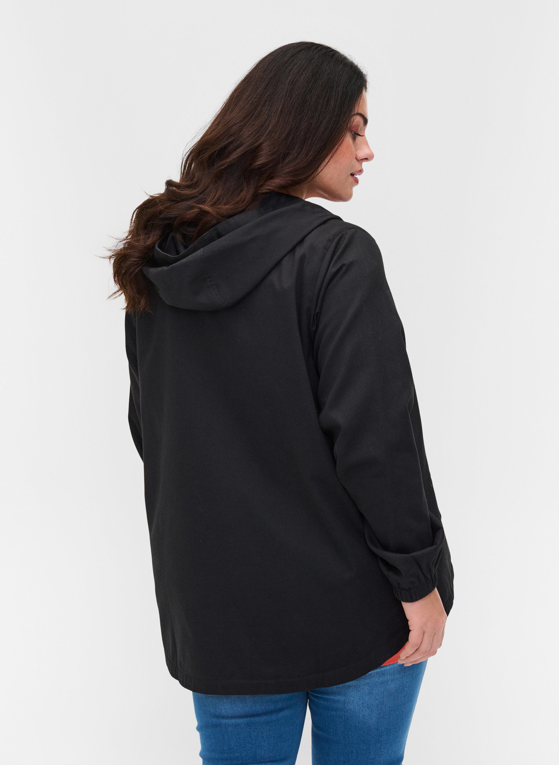 Zizzi Parka jas met capuchon en steekzakken, Black, Model image number 1