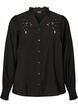 Shirtblouse met geborduurde bloemapplicaties, Zwart, Packshot image number 0