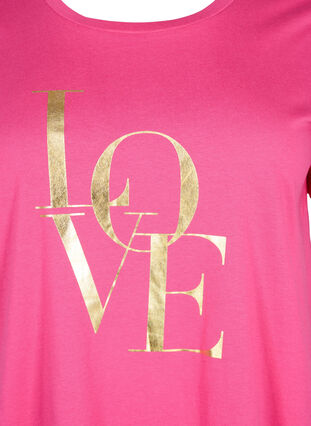 Katoenen T-shirt met goudkleurige tekst, R.Sorbet w.Gold Love, Packshot image number 2