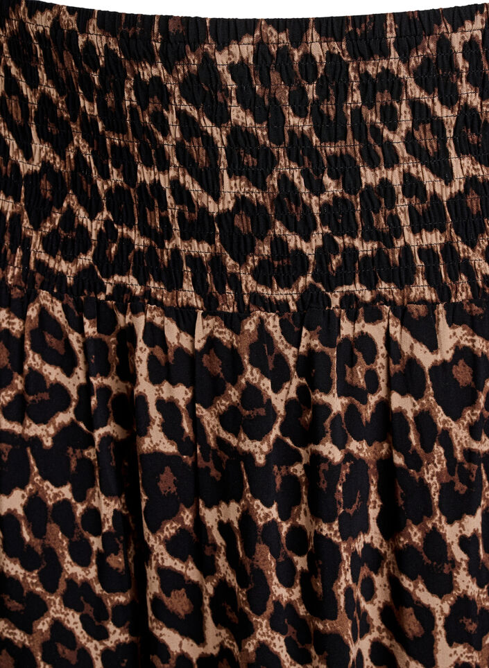 Maxi rok in viscose met smokwerk, Bruin, Packshot image number 2