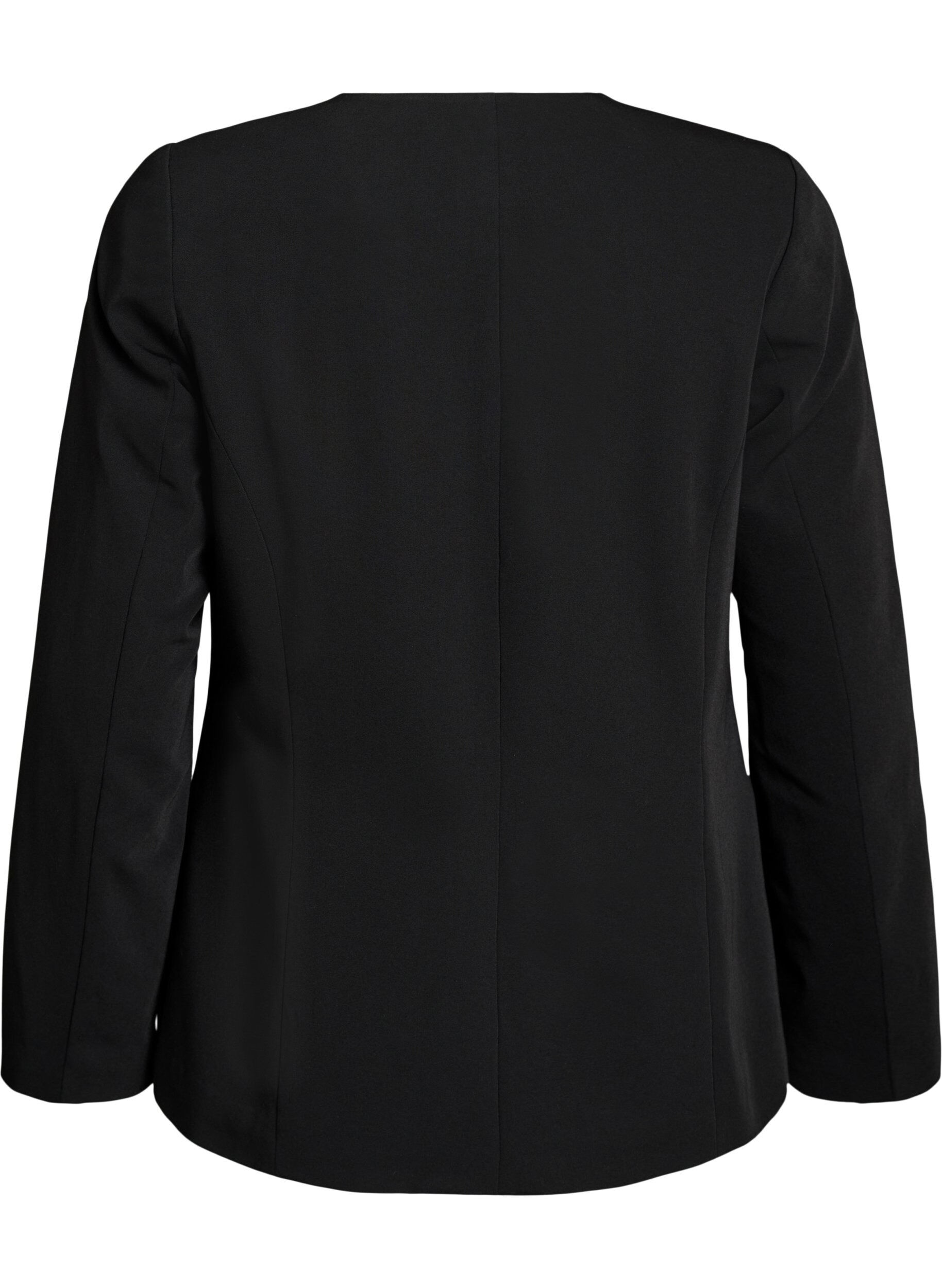 Zizzi Blazer met V-hals en knoopsluiting, Zwart, Packshot image number 1