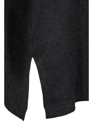 Gebreide gemêleerde poncho met coltrui, Dark Grey Melange, Packshot image number 3