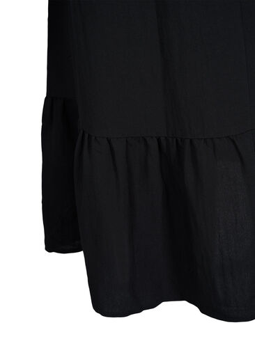 Viscose jurk met korte mouwen en v-hals, Black, Packshot image number 3