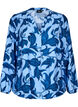 Blouse met lange mouwen in paisleydesign en v-hals, Blue Paisley AOP, Packshot image number 0
