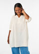 Katoenen tuniek met V-hals, Vanille, Model image number 0