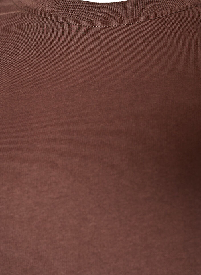 Basic katoenen T-shirt met ronde hals, Bruin, Packshot image number 2