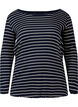 Gestreepte blouse met ronde hals, Night Sky Stripe, Packshot image number 0