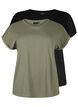 2-pack T-shirts met korte mouwen, Groen, Packshot image number 0