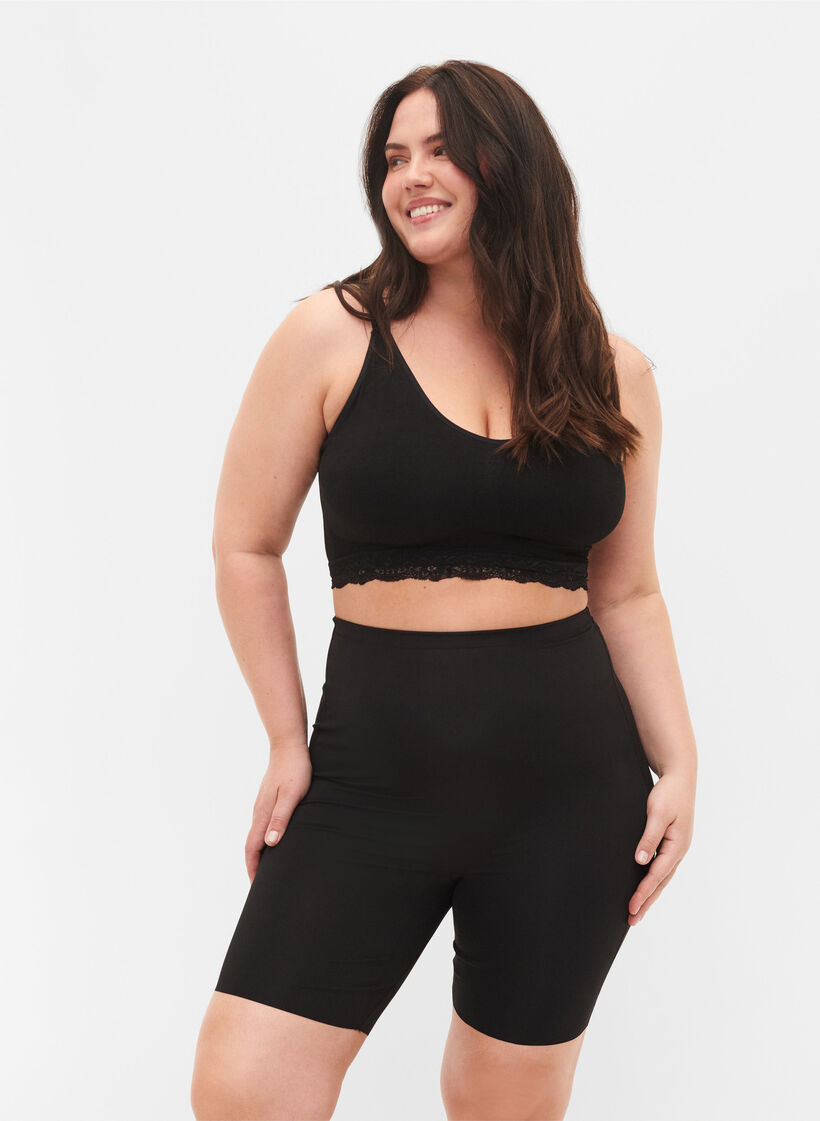Light shapewear shorts met hoge taille, Zwart, Model image number 0