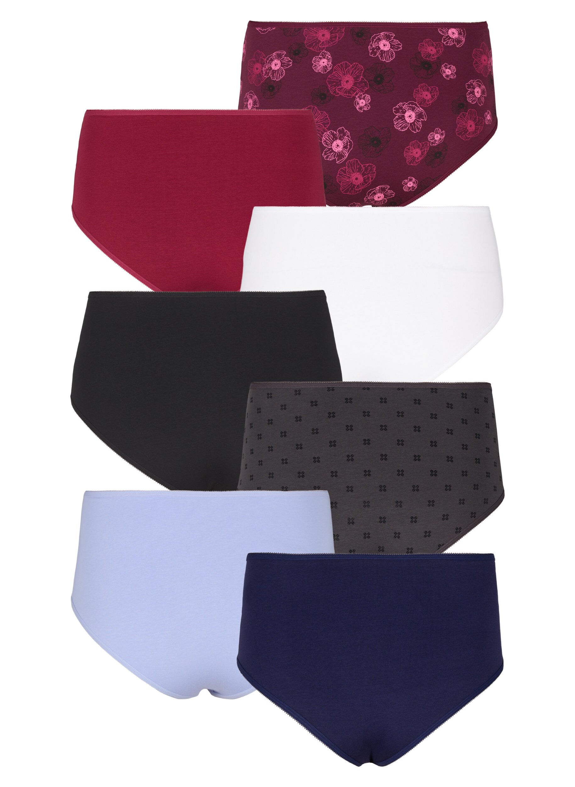 Zizzi 7-pack hipsterslip met normale taille, Donker Bordeaux, Packshot image number 1