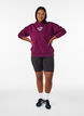 Hoodie met borstprint, Paars, Model image number 1
