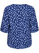 Gebloemde blouse met 3/4 mouwen, M. Blue Flower AOP, Packshot image number 1
