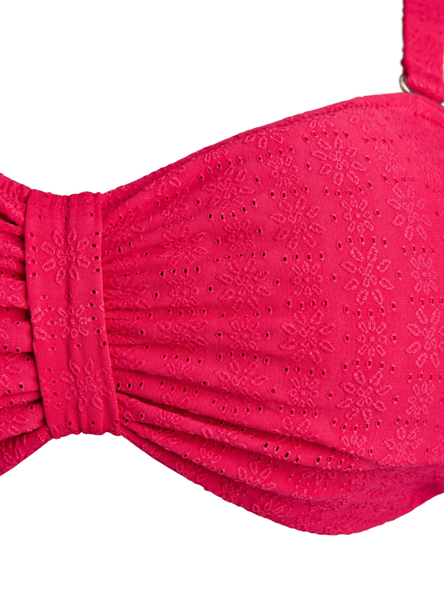 Zizzi Bandeau bikinitop met een textuurpatroon en afneembare bandjes, Roze, Packshot image number 2
