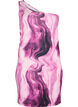 Nauwsluitende one-shoulder jurk met print, Raspberry Rose AOP, Packshot image number 0
