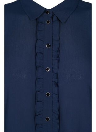 Viscose blouse met knoopsluiting en lintdetails, Navy Blazer, Packshot image number 2