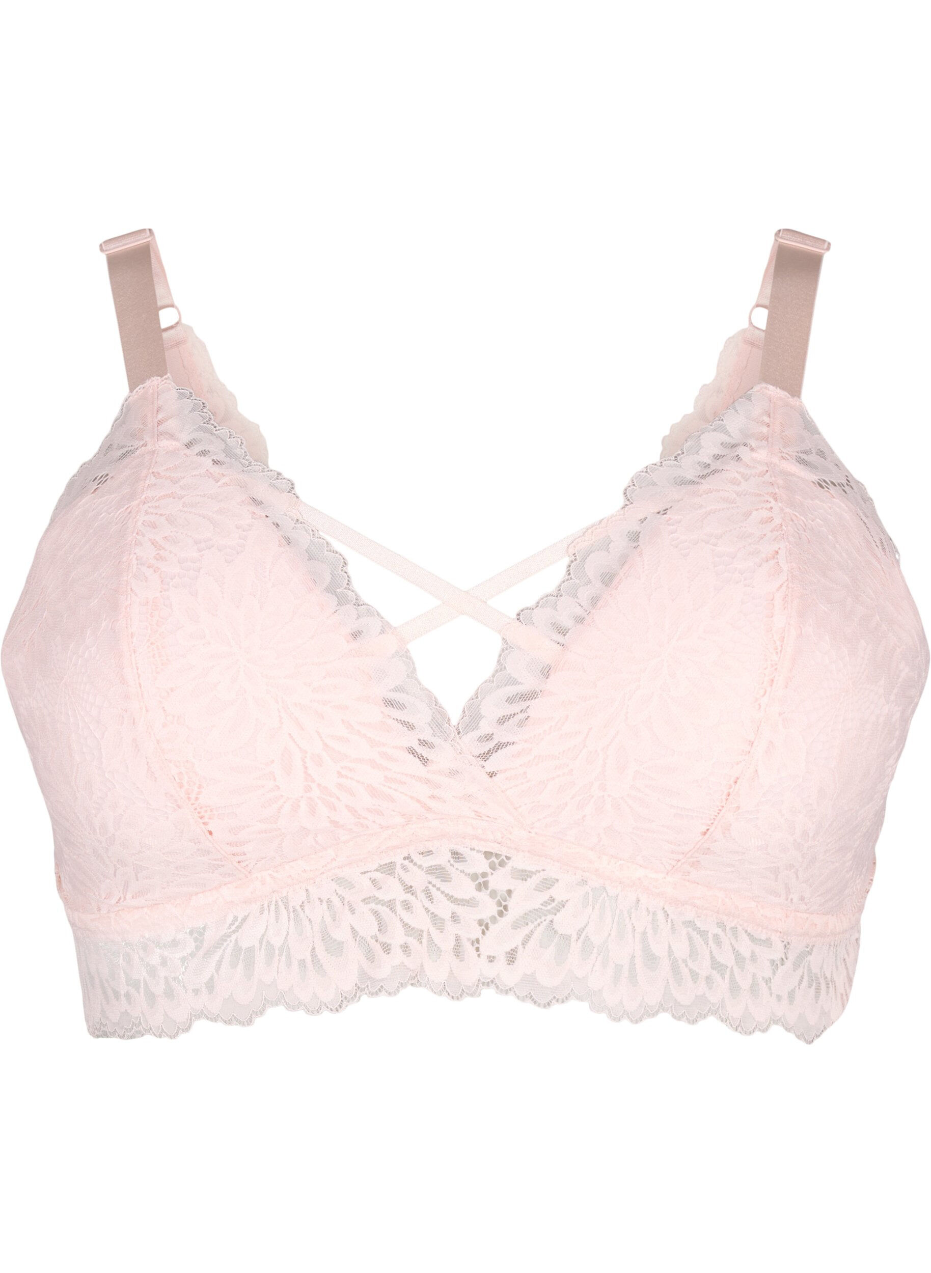 Zizzi Bralette met koorddetail en zachte vulling, Peach Blush, Packshot image number 0
