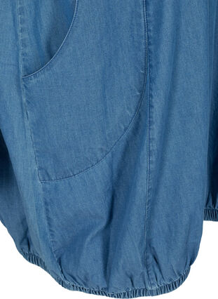 Denim jurk met zakken en korte mouwen, Blue denim, Packshot image number 3