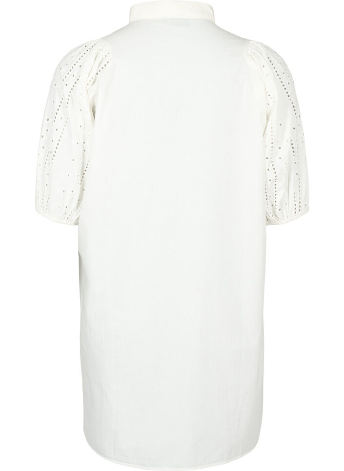 Katoenen overhemdjurk met broderie anglaise, Off White, Packshot image number 1