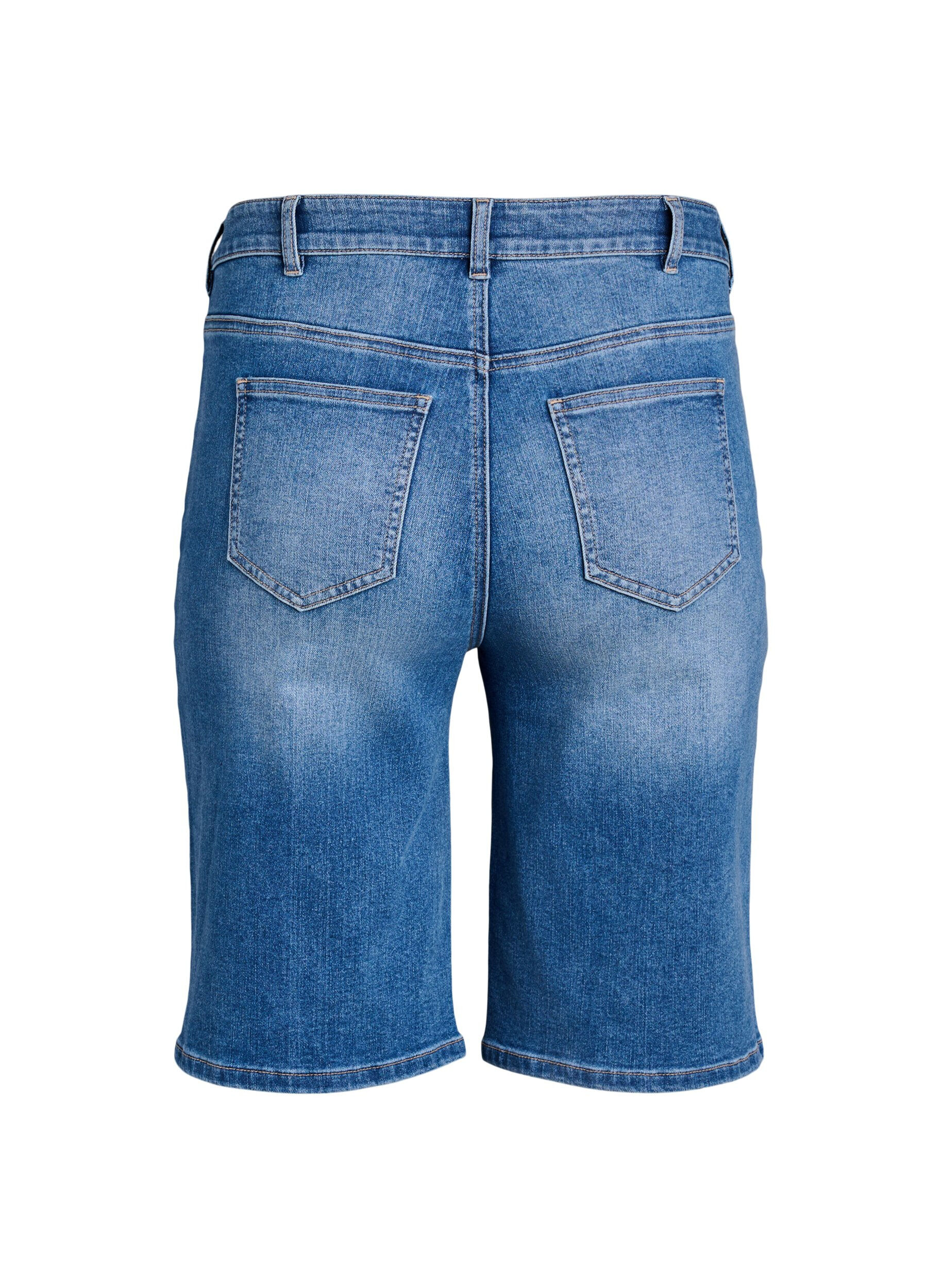Zizzi High waist denim Bermuda shorts, Blauw, Packshot image number 1
