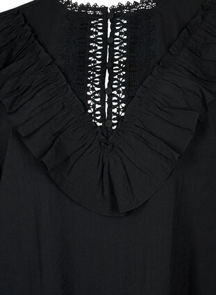 Viscose blouse met ruches en borduursel, Black, Packshot image number 2