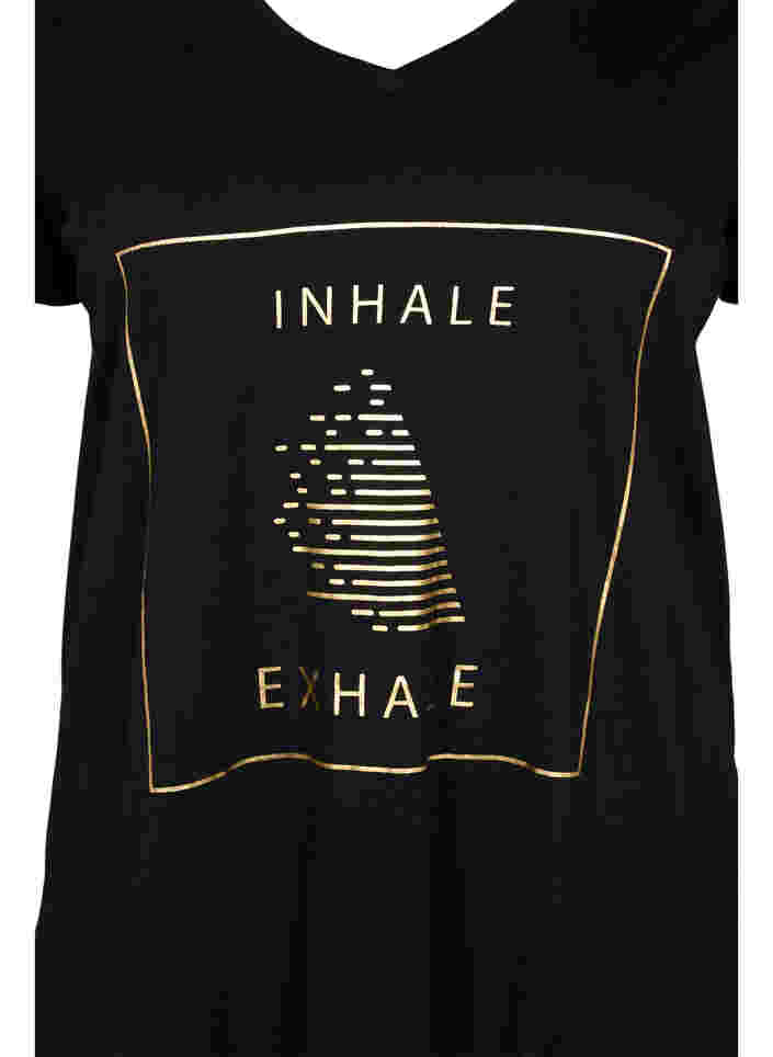 Katoenen sport t-shirt met print, Black w. inhale logo, Packshot image number 2