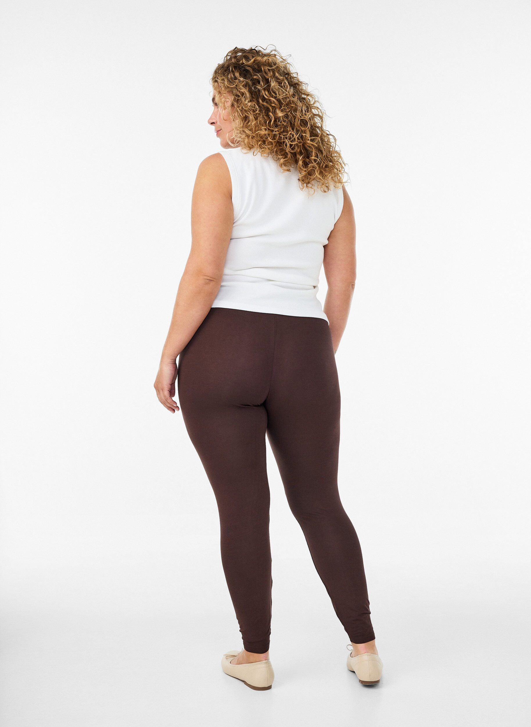ZizziBasic legging in viscose, Bruin, Model image number 2
