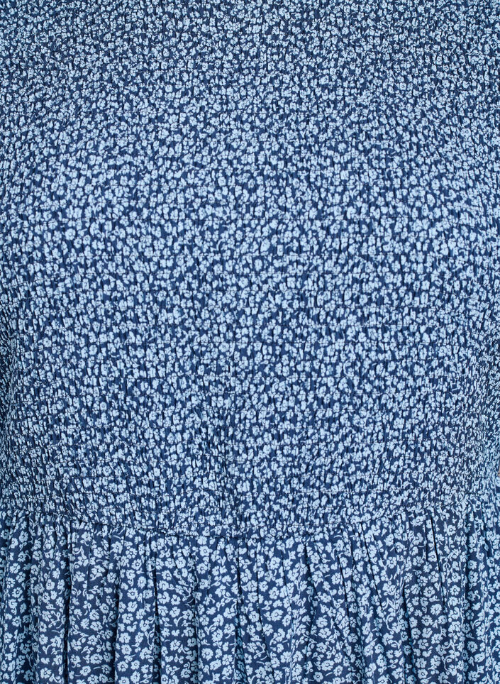 Jurk met een gesmokte top en fijn bloemetjespatroon, Blauw, Packshot image number 2