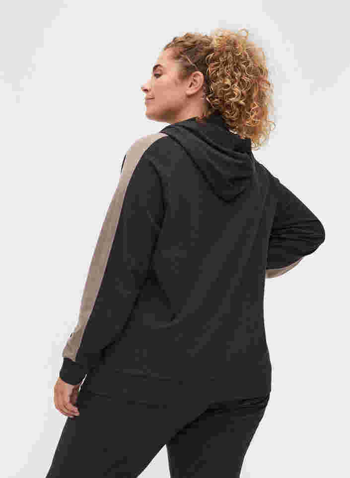 Sweatshirt met rits en capuchon, Black, Model image number 1