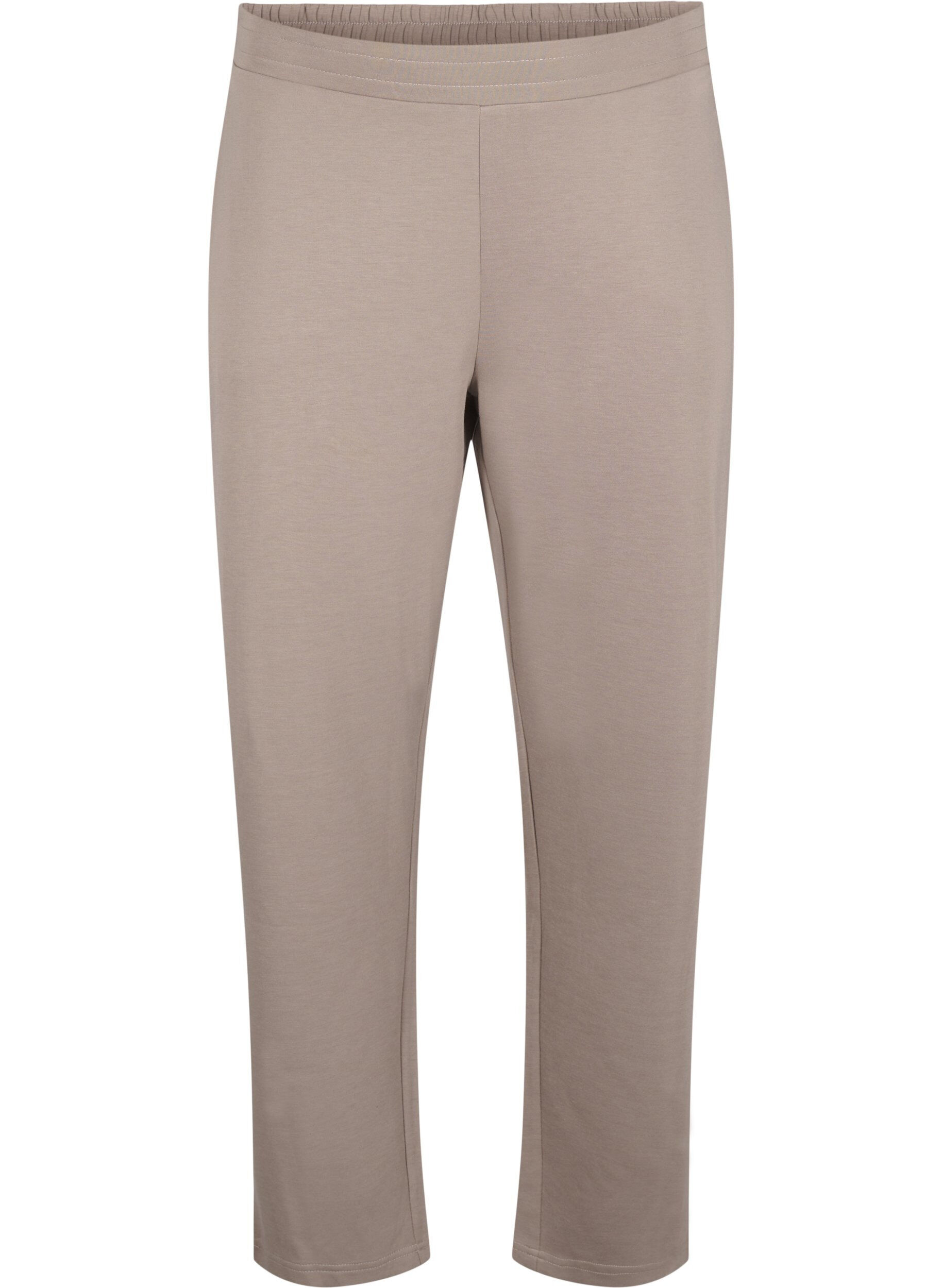 Zizzi Modal-mix broek met elastische tailleband, Beige, Packshot image number 0