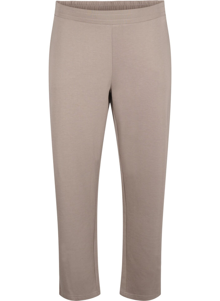Modal-mix broek met elastische tailleband, Beige, Packshot image number 0