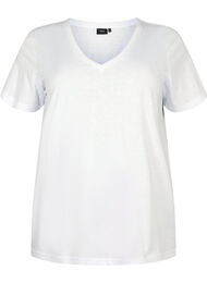T-shirt met korte mouwen en v-hals, Wit