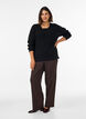 Gebreide blouse met een opengewerkt structuurpatroon, Zwart, Model image number 1